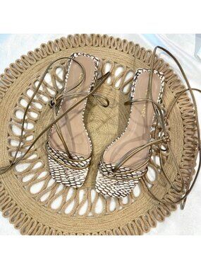 Constance Brazil Leather Snakeskin Lace Up Heels Size US 6